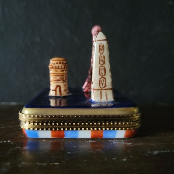 Vtg Limoges Trinket Box Paris Landmarks, Paris Olympics, Peint Main 6/50 c. 2001 - Picture 7 of 10
